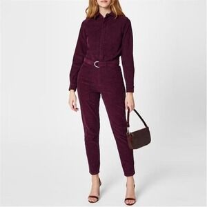 Bash Darius One Piece Jumpsuit Long Sleeve Bordeaux Size US 6 NWT